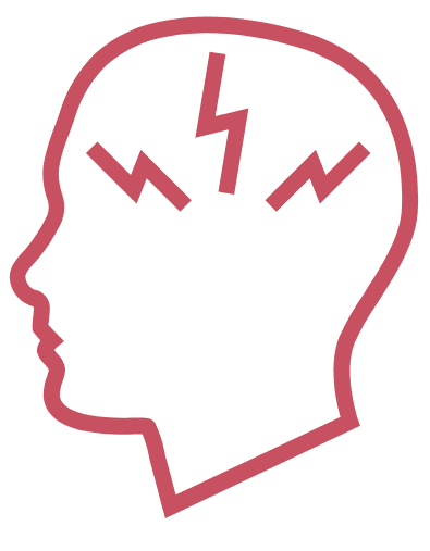 Outline head with zigzag lines