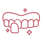 Pink dental veneer icon with sparkles