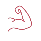 Red flexed bicep illustration