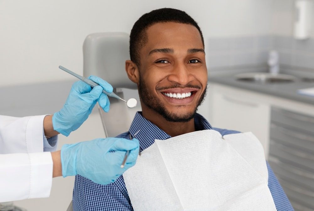 Man smiling during dental check-up