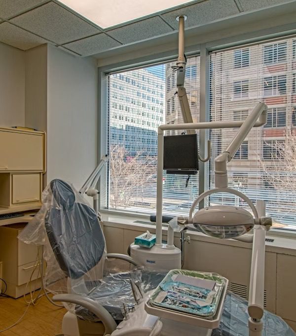 Dental office with chair and equipment