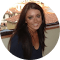 Smiling woman with long dark hair