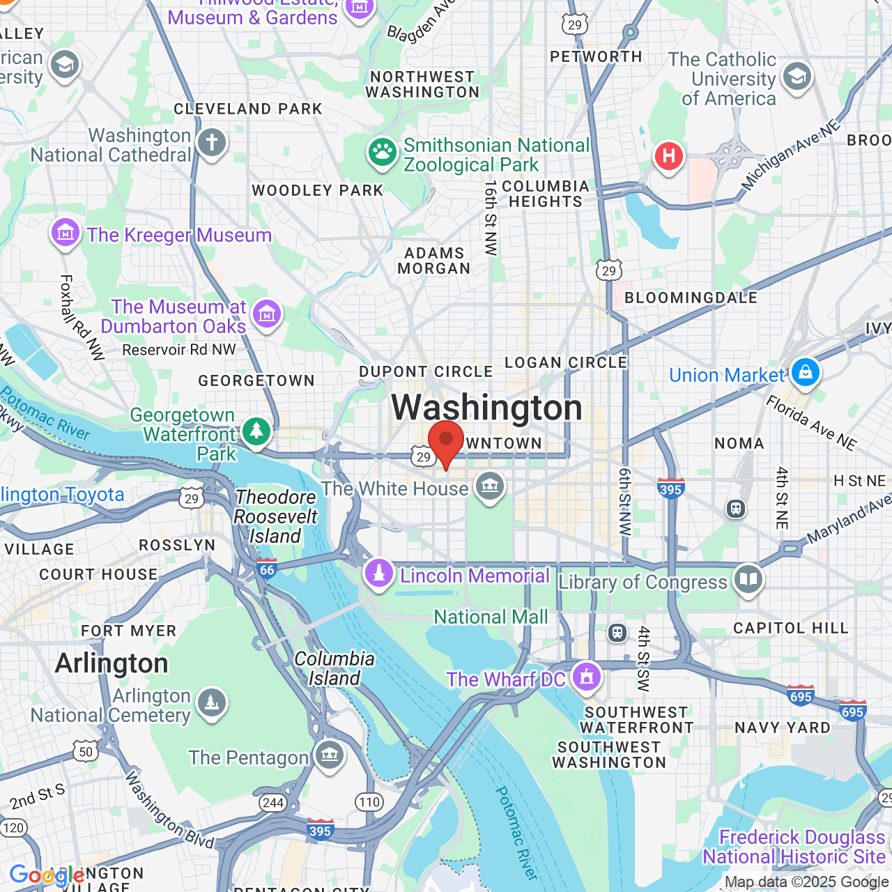 Detailed map of Washington D.C. area